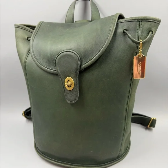 Coach 9943 Vintage Flap Backpack Bottle Green Leather - Picture 1 of 13